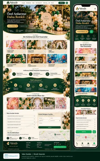 Sample website design for Party & Celebration Planners
