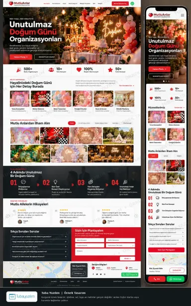 Sample website design for Party & Celebration Planners