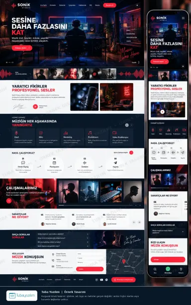 Sample website design for Music Recording Studios
