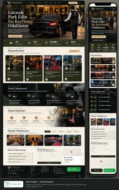 Sample website design for Valet Parking & Chauffeur Services