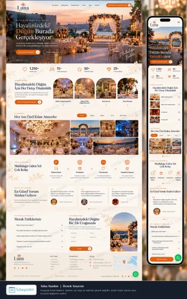 Sample website design for Wedding Halls & Banquet Venues