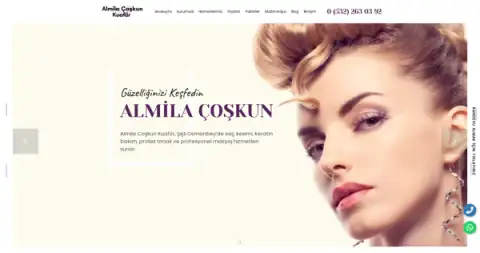 Screenshot of the Almila Çoşkun Kuaför website
