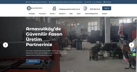 Screenshot of the Aysan Elektrostatik website