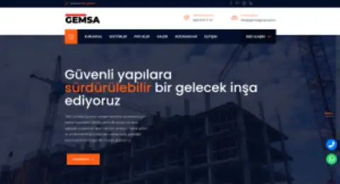 Screenshot of the Gemsa Kimya ve İnşaat website