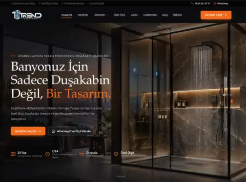 Screenshot of the İstanbul Trend Duşakabin website