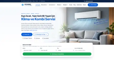 Screenshot of the Kıvanç Klima Servisi website