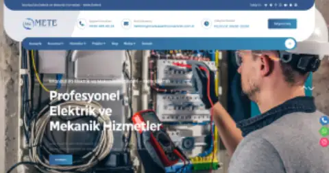 Screenshot of the Mete Elektro Mekanik website